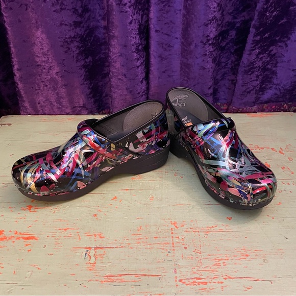 dansko splatter print clogs 40, 9.5 US no slip professional nurse shoes comfort - Picture 7 of 10